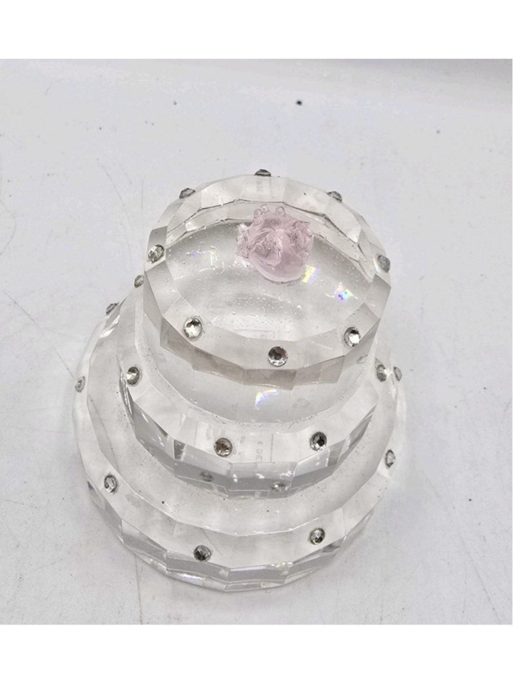 SIMON DESIGN Clear Crystal Cake Figurine Decoration Paperweight